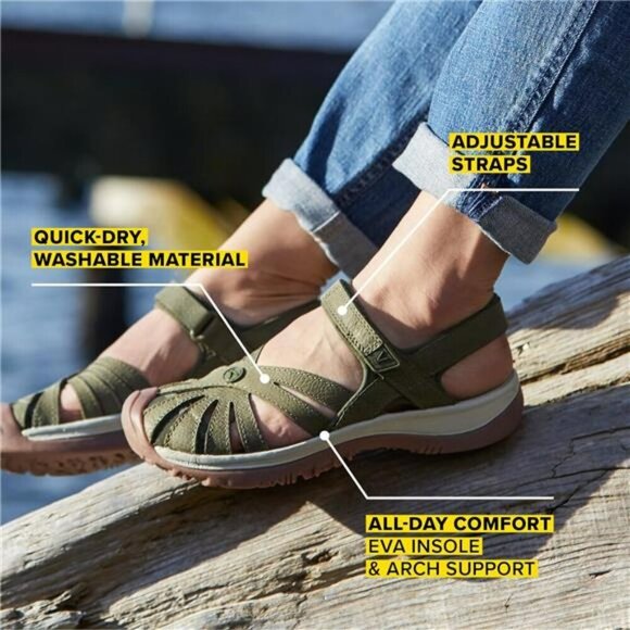 Womens closed toe hiking sandals water resistant arch support outdoor shoes - Picture 2 of 8